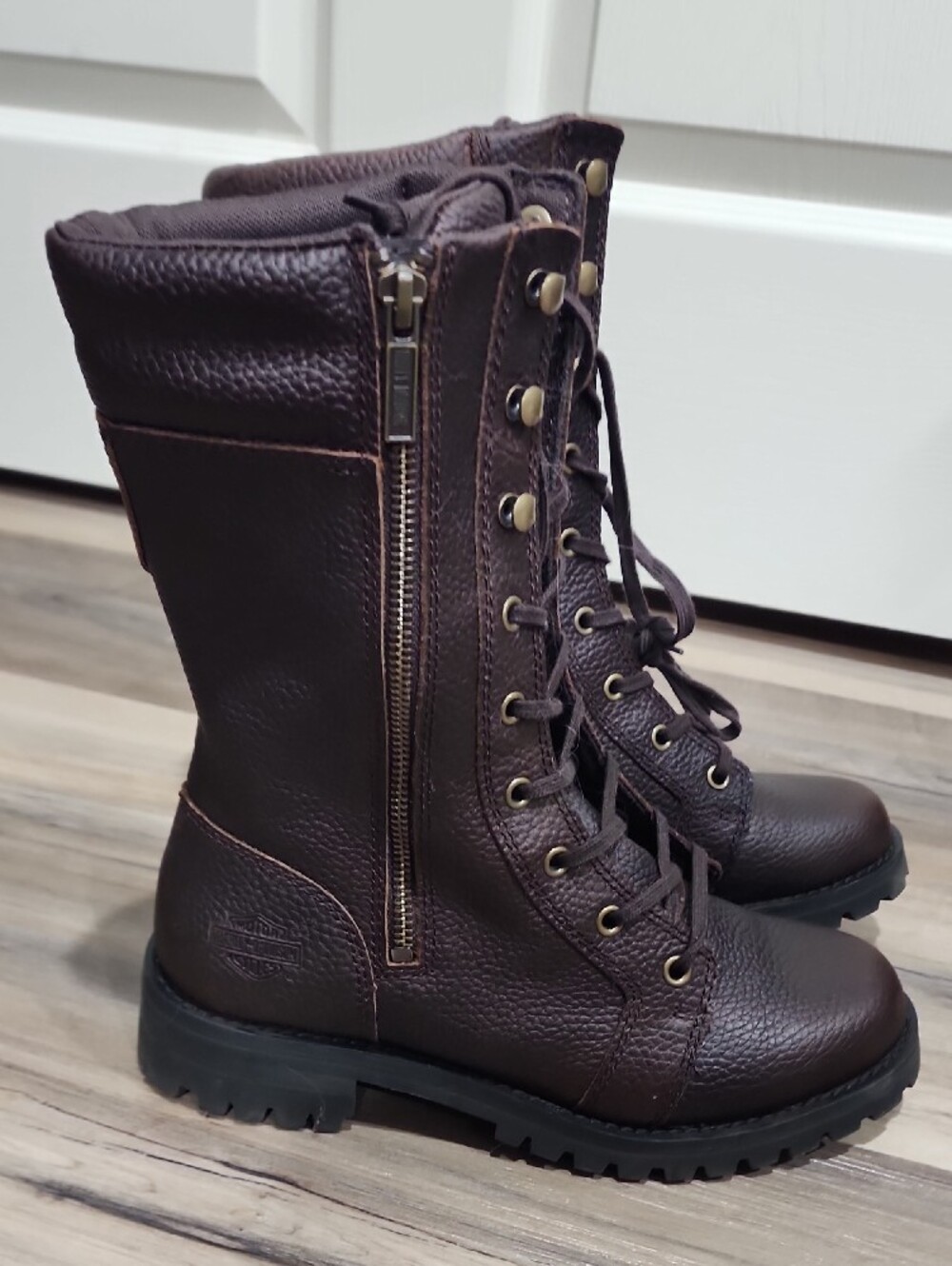 Harley-Davidson Dark Brown Lace-Up Combat Boots - Picture 3 of 6